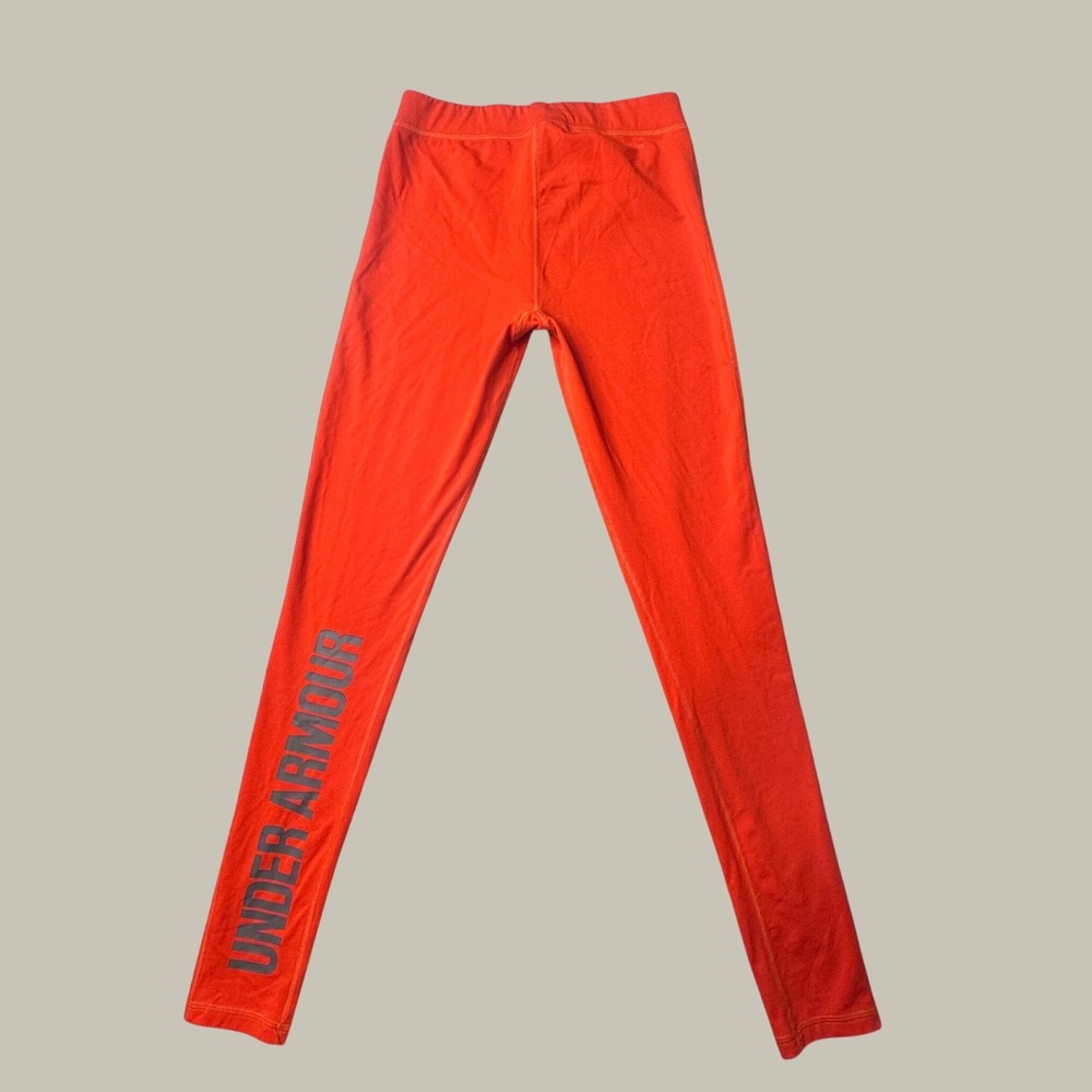 Under Armour Leggings Womens S Orange HeatGear Fitted Athletic Graphic 1265417